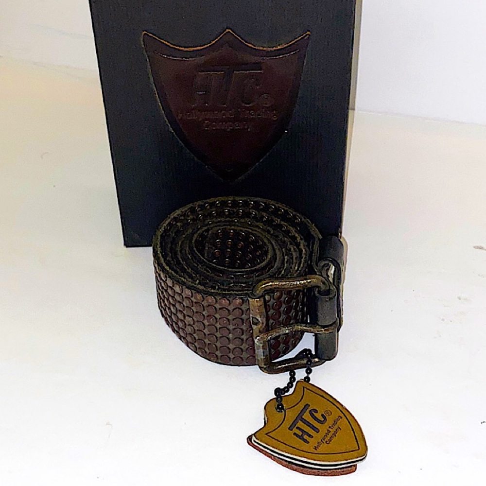 Authentic HTC Black Distressed Leather Studded Belt